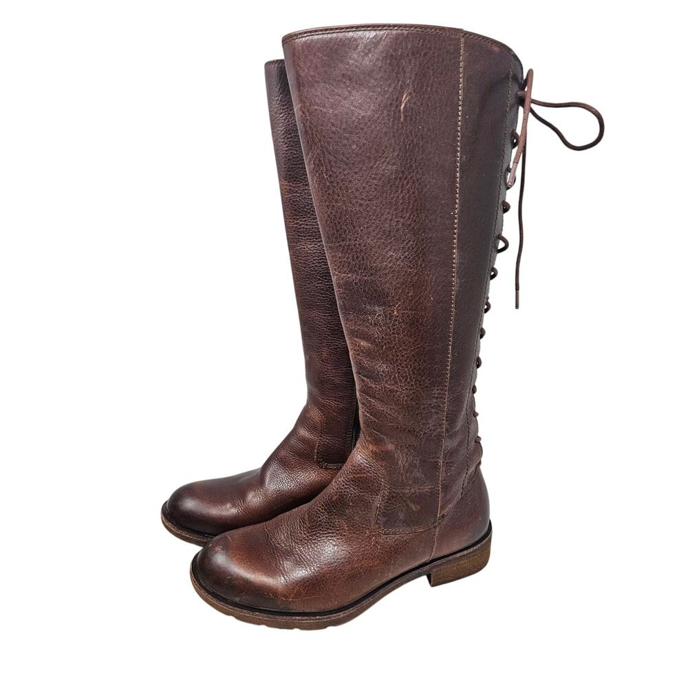 Sofft 8 Brown Leather Lace Up Boot Sharnell II Boho Whimsygoth Comfort Knee High